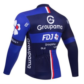Wielershirt 2025 Groupama FDJ Lange Mouw Zwart Blauw